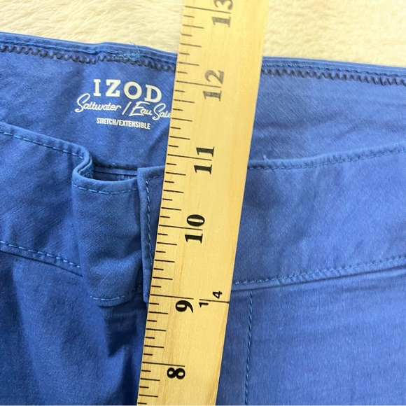 Izod Shorts Mens 36x10 Saltwater Stretch Blue Chino Cargo Shorts Casual Comfort - Picture 8 of 8